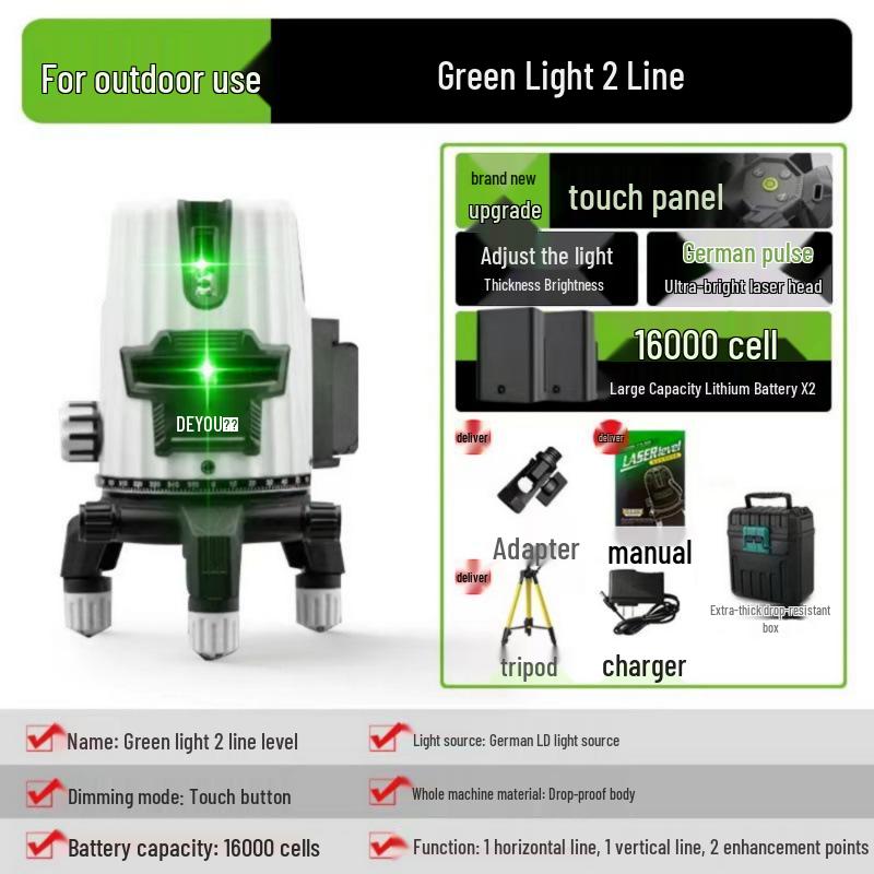 High-Precision Infrared Green Light Leveler with Remote Control and Auto Leveling