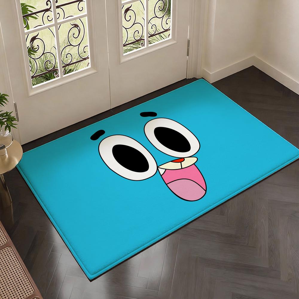 Cartoon T-Die erstaunliche Welt von Gumball Fußmatte Weich Verdickt Flanell Türvorleger Rutschfest Wohnzimmerteppich Heimdekoration