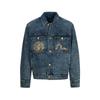 Evisu Giacca di Jeans Larga Casual Patchwork Jacquard Gabbiano e Famiglia Fiore Autunno Inverno 2024 Giubbotti Uomo 2EAHTM4DJ7094RXDP