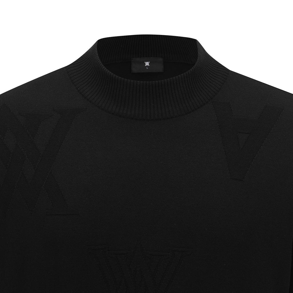 ANEW GOLF Men Logo Pattern Turtleneck Sweater_Bk