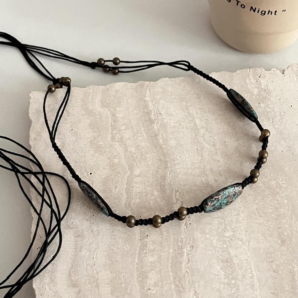 Bohemian Retro Wooden Bead Hand-Woven Belt & Hair Accessory Combo