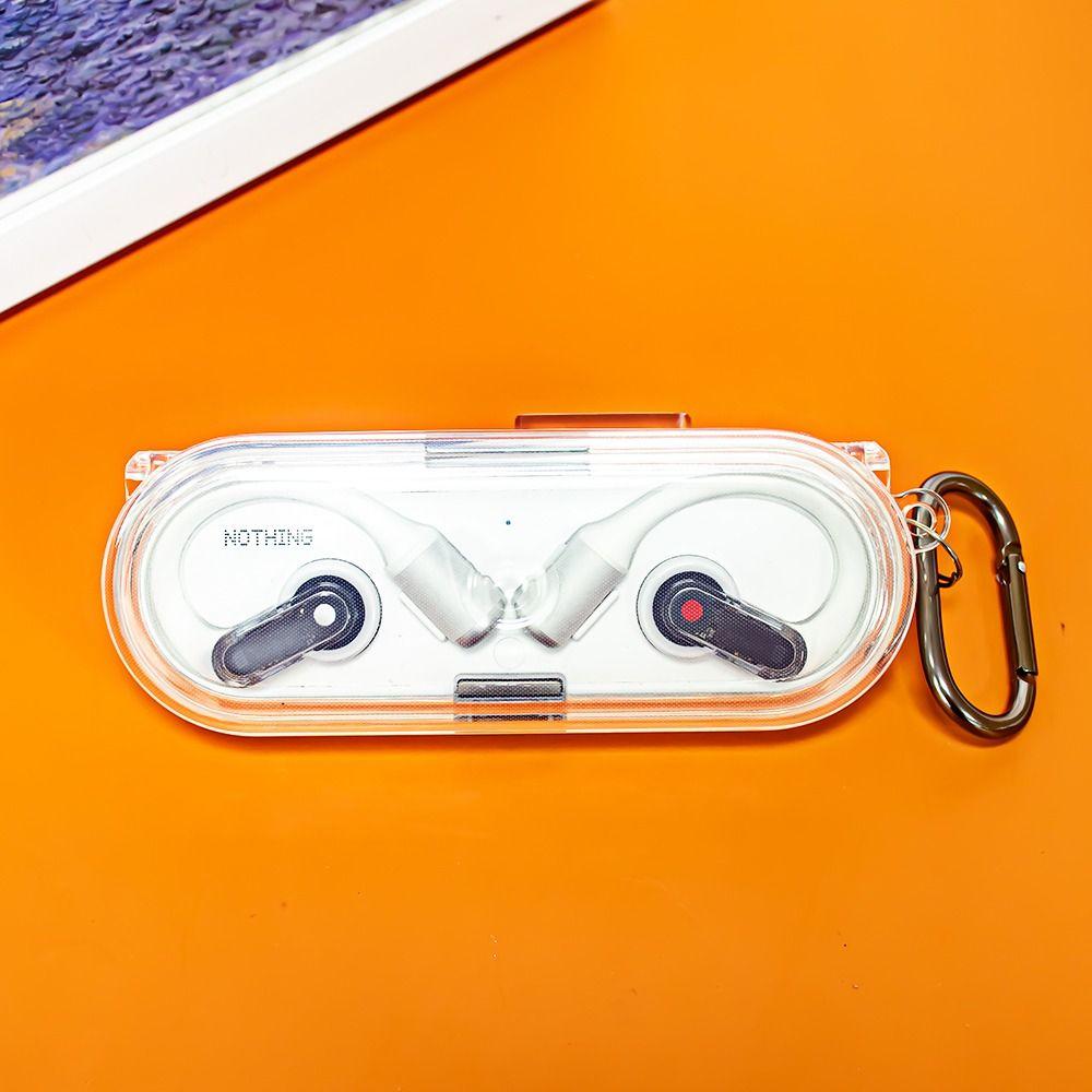 TPU Protective Case Shockproof Clear Transparent Cover Headphone Accessories With Keychain Hook for Nothing Ear(Open)