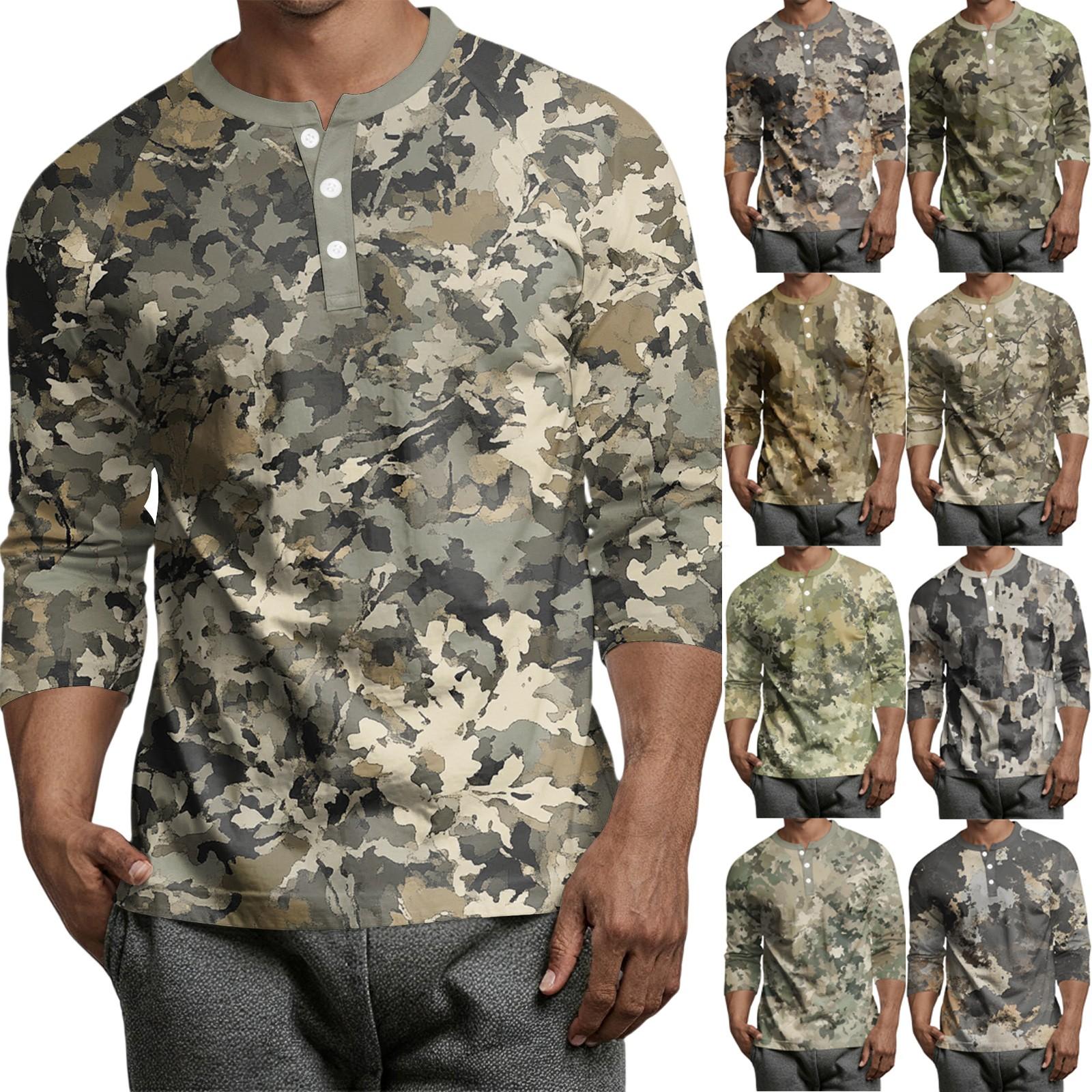 

Men s Button-Down Contrast Raglan 3/4 Sleeve Top L