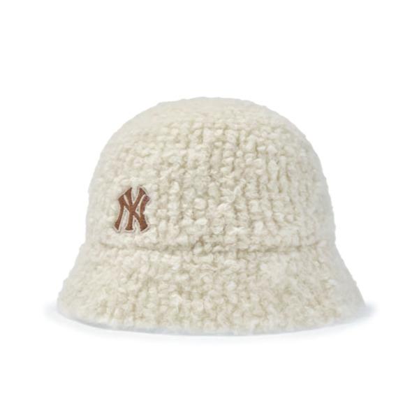 MLB Fleece Bucket Hat Drop Fit New York Yankees CREAM,BLACK