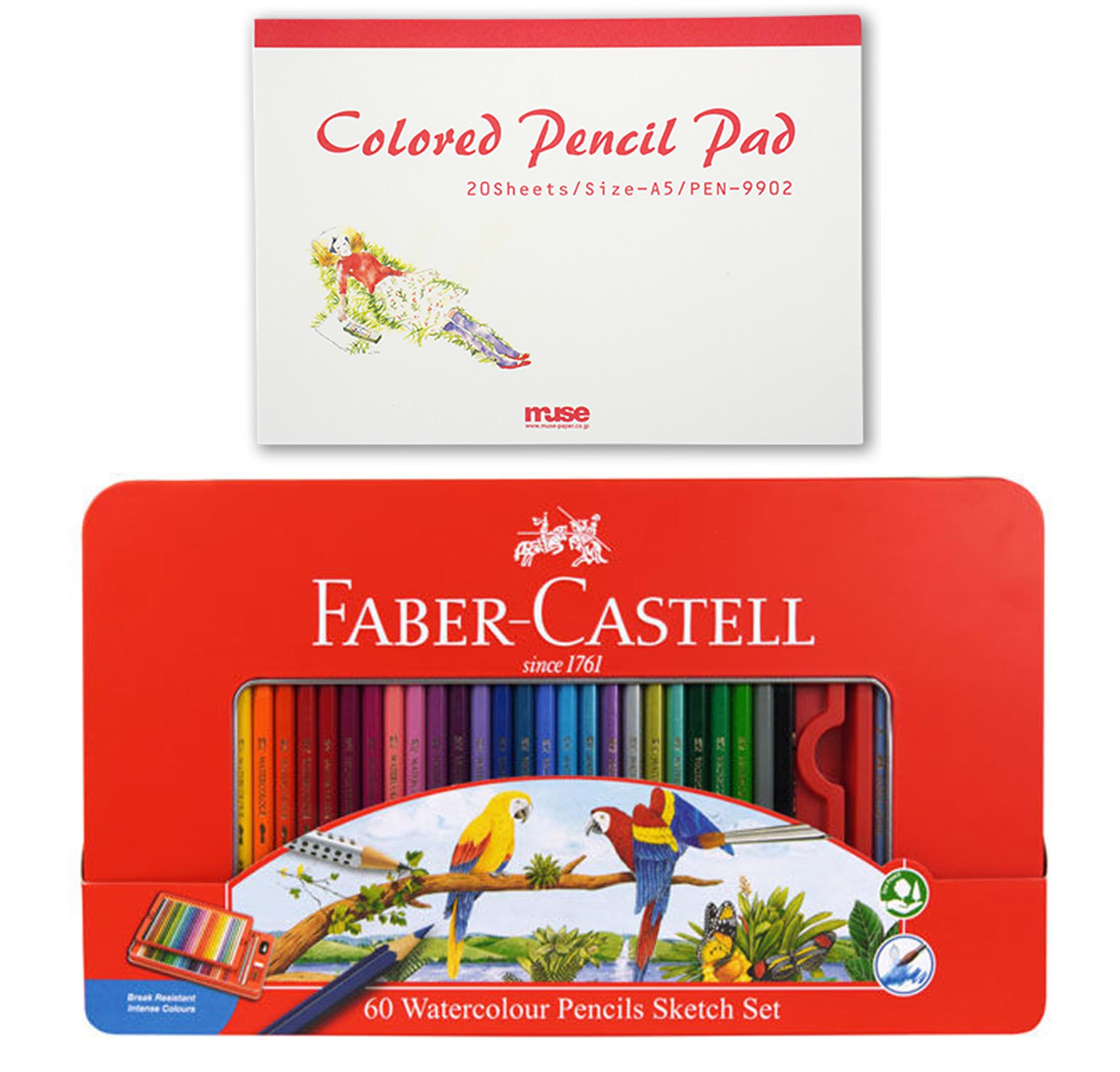Watercolor 60 with Color Pencil Pad Set Faber-Castell Pencils, Colors, (27132011)