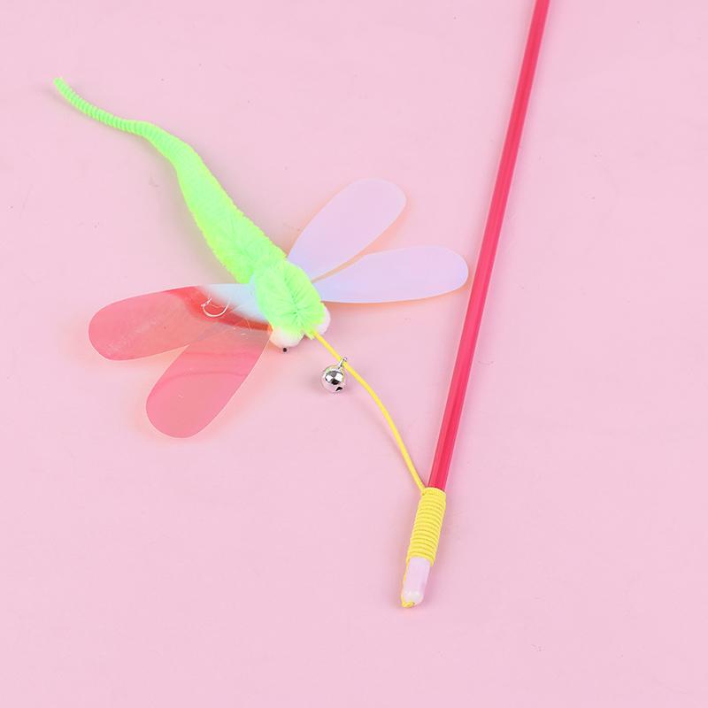 Cat Teaser Stick Sequins Big Eyes Dragonfly Cat Toy Interactive Teaser Stick