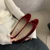 Elegant Velvet Ballerina Shoes Woman  Luxury Velour Ballet Flats Ladies Retro Round Toe Bowknot Shallow Loafers  In Red Green