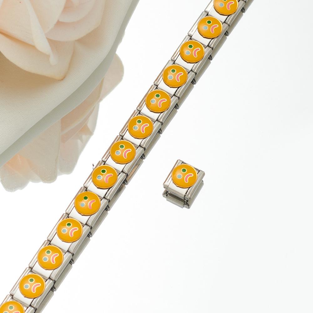 2024 DIY Personalized Shiny Classic Burger Coffee Beverage 304 Stainless Steel Italian Charm Bracelet Link 9mm * 10mm Module