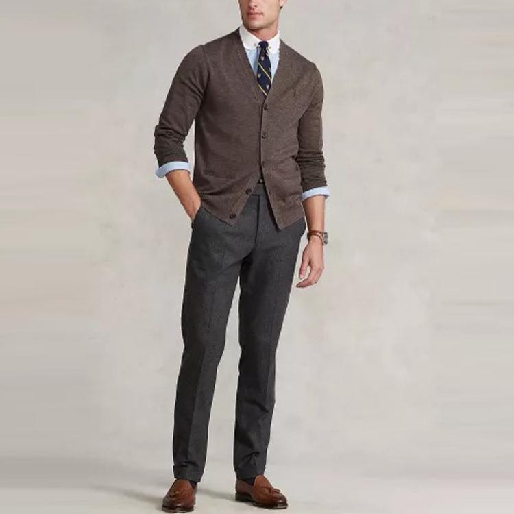 Polo Ralph Lauren Buttoned Wool Knit Sweater Men Sweater Brown MNPOSWE16820776-200