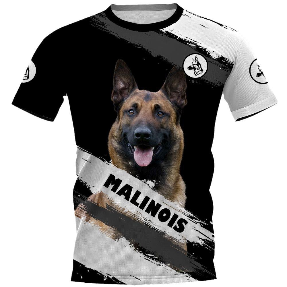 Sommer Rundhals 3D Hundeaufdruck Top Modische Lässige Kurzarm Herren T-Shirts