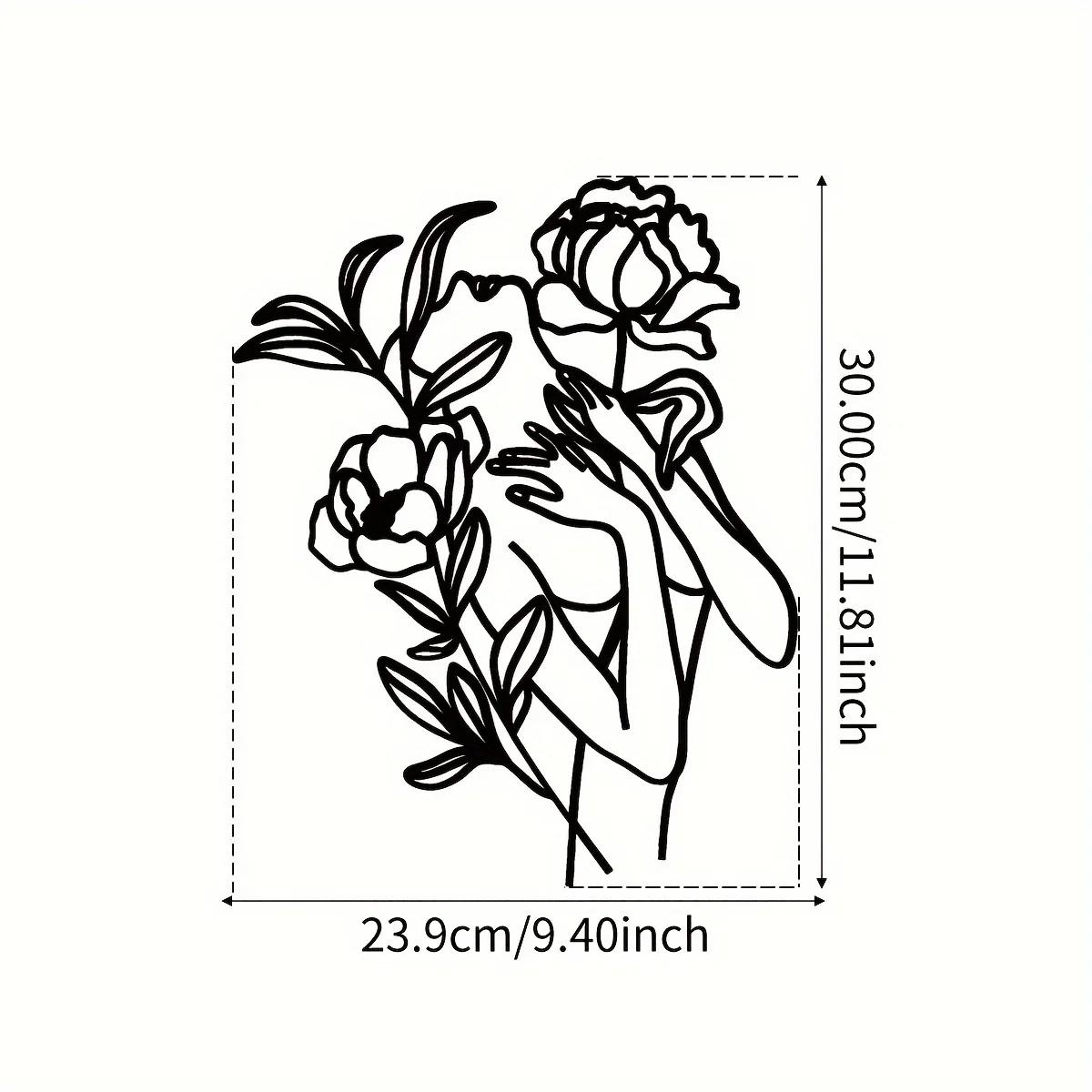 

Настенное искусство Flower Woman Metal - абстрактный цветочный дизайн, современный декор стен, стильное настенное украшение из металла для элегантного украшения дома светло-серый