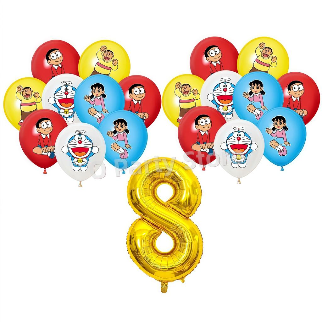 Doraemons Birthday Party Decoration Tableware Plate Cup Balloon Cake Topper Banner Stickers Kids Favor Gift Baby Shower Supplies