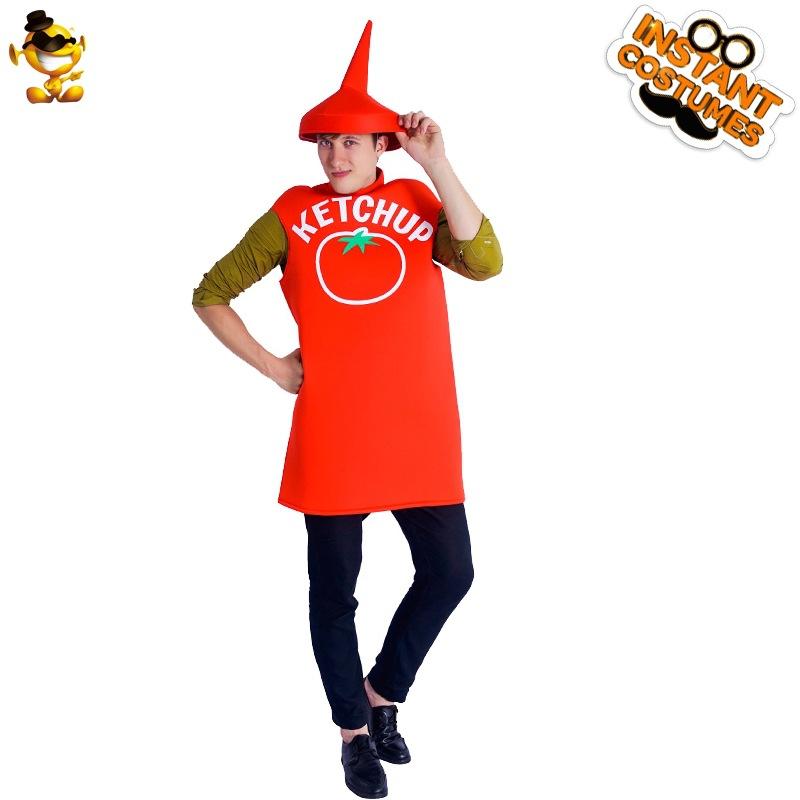 Adult Couple Halloween Ketchup Cosplay Costume Stage Costume Masquerade Spoofing