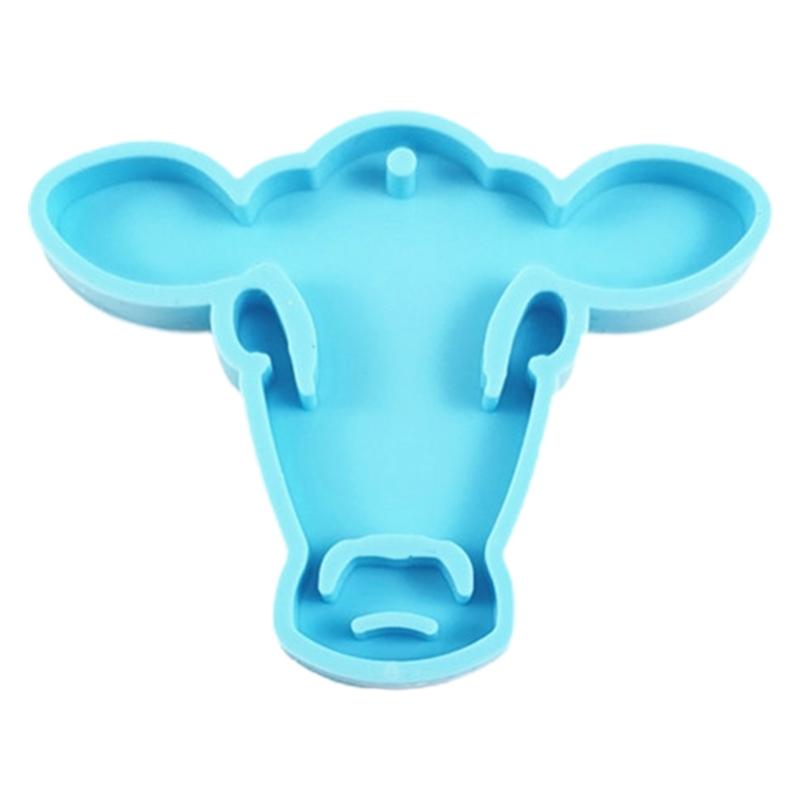 Shiny Cow for Head Keychain Resin Mold DIY Crafts Pendant Silicone Mould Handmade Glossy Animal for Head for Key Chain D 1 синий