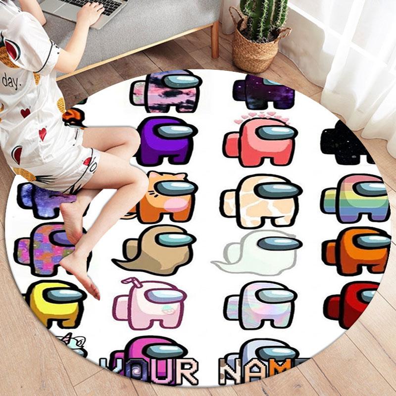 Among Us Custom Name Round Area Rug,Carpet Rug for Living Room Bedroom Sofa Playroom Decor,Non-slip Floor Mat