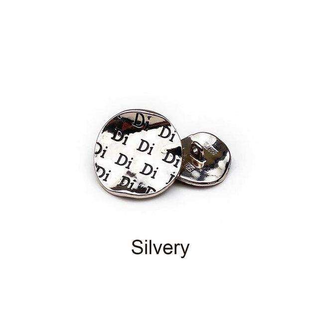 6Pcs Round Flower Shape Metal Luxury Brand Sewing Buttons Clothing Accessories Handmade Diy Material Decoration Gold Black  Blue