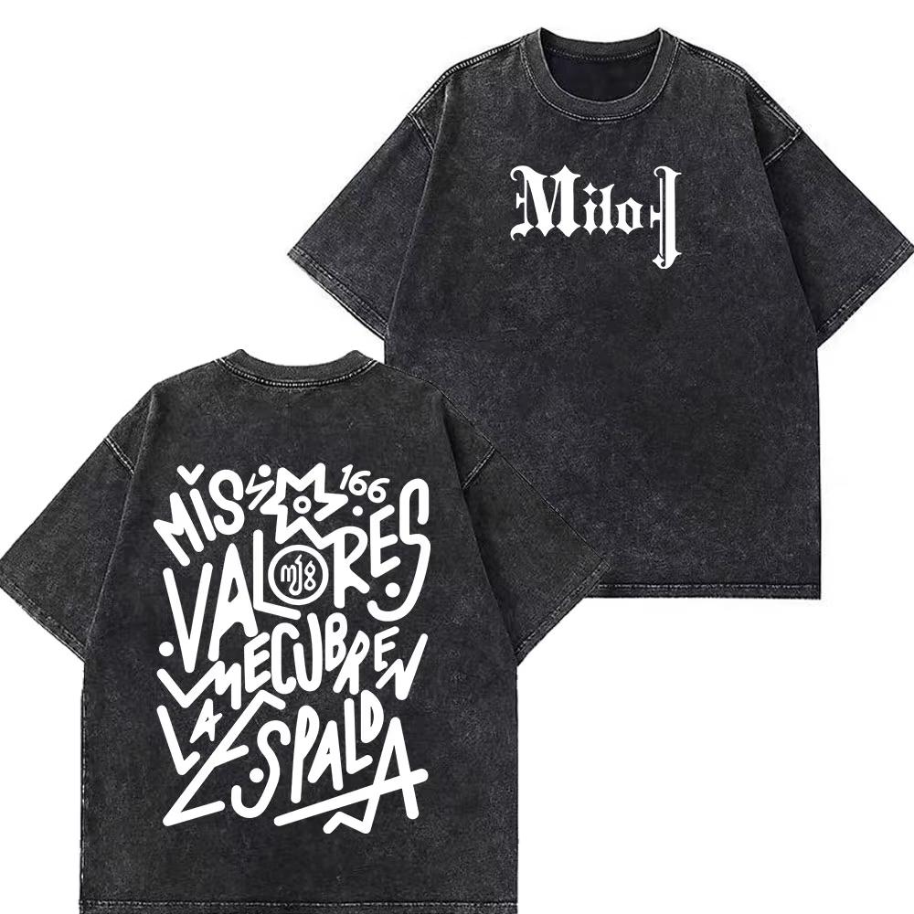 Rapper Milo J Album Tour Vintage Washed T Shirts Mens Women Clothing Harajuku Hip Hop Tshirts Short Slevee Oversized Tshirts