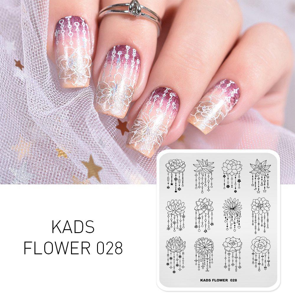 

KADS цветок 028 штамп для дизайна ногтей пластины для штамповки цветы кисточки украшения для дизайна ногтей штамп DIY инструменты для дизайна ногтей