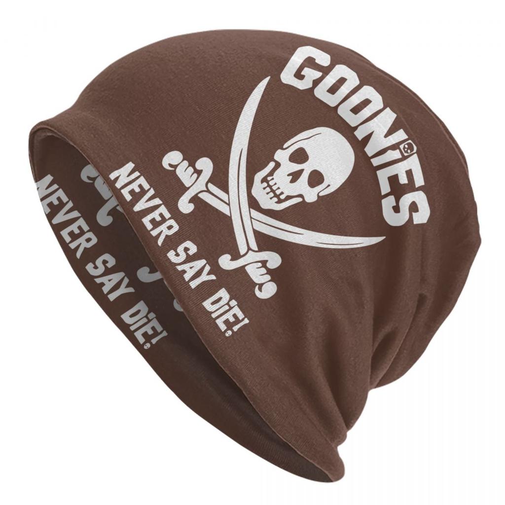Goonies Never Say Die Skullies Beanies Caps For Unisex Women Unisex Street Winter Warm Knitting Hat Adult Pirate Skull Bonnet Hats