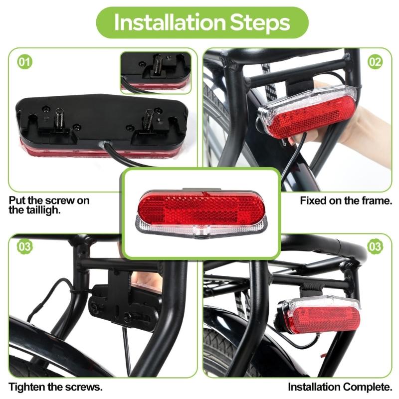 High Brightness Long Lasting Waterproof ABS LED Rear Light for 36V And 48V Regular Bicycles And E Bikes Night Riding