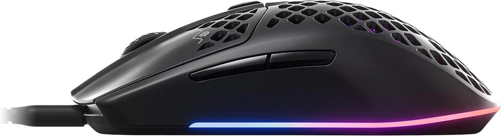 SteelSeries Aerox 3 Black Wired Gaming Waterproof and with SuperMesh Cable and RGB Illumination Mouse, Ultra-Lightweight, IP54-Rated, Dustproof,