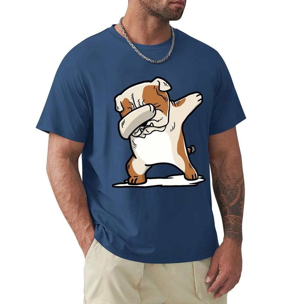 English Bulldog Cute Dabbing T Shirts Cartoon Graphic TShirts Cool Short Sleeve Clothing Streetwear T-Shirts Tee Tops