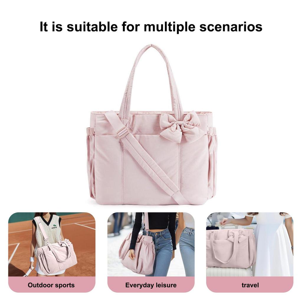 New Women's Lightweight Quilted Bow Shoulder Tote Bag