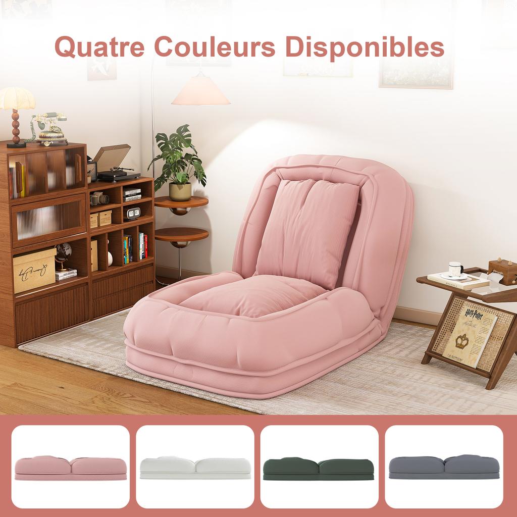 Foldable Sofa Bed for Adults & Pets – 5-Way Adjustable (90 degrees-180 degrees) with 2 Pillows, Lounger for Living Room