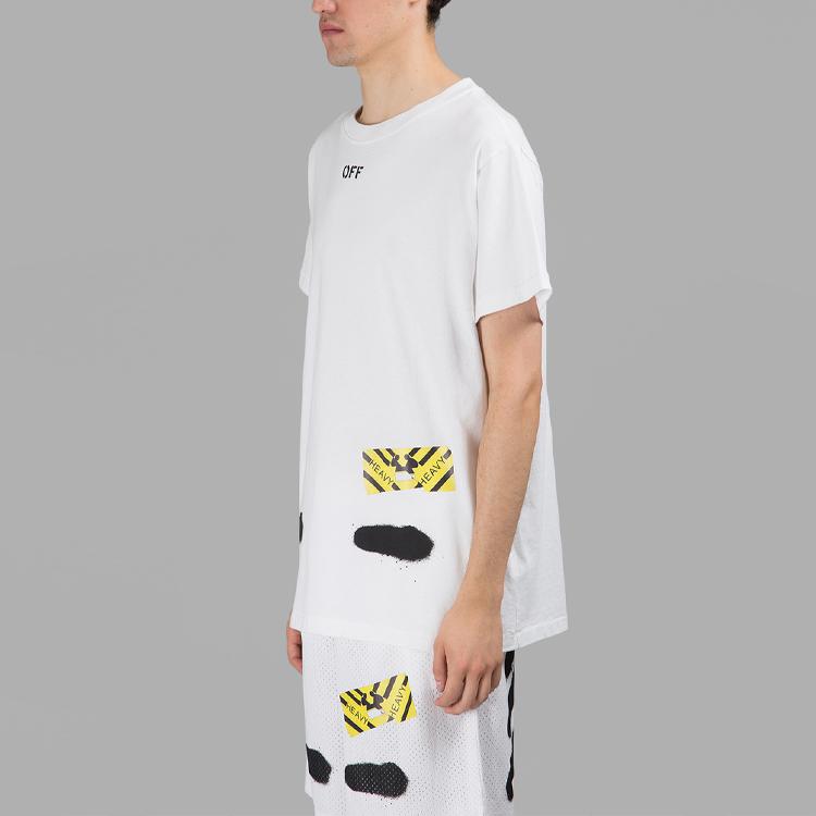 Off-White C/O Virgil Abloh Tiger Stripe Splatter Print T-Shirt Men Tops White OMAA002S171850130110