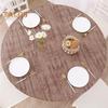 Fitted Round Table Cover Waterproof Oil Proof Tablecloth with Elastic Edges Wood Grain Pattern Rustic Table Cover for Holiday Party Home Farmhouse