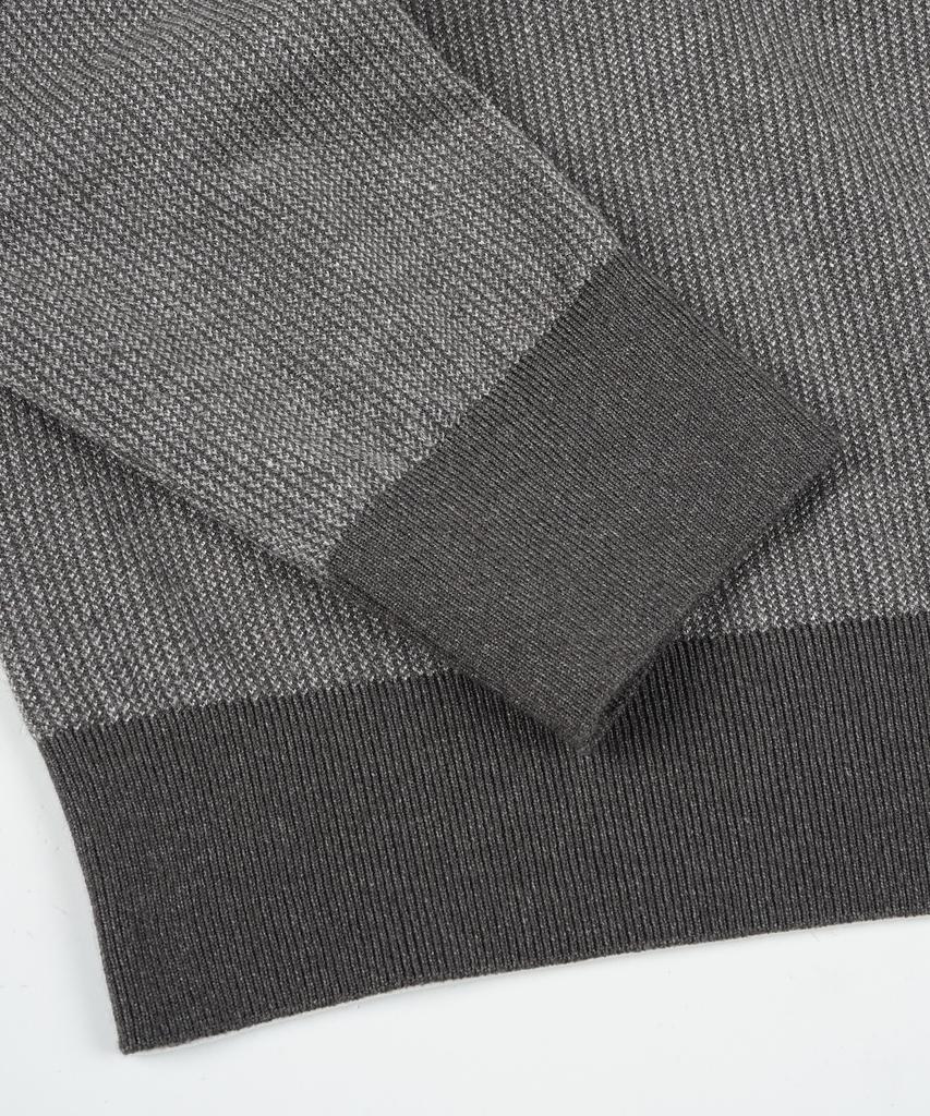 BIRBANTE Soft Washable Two-Tone Collared Knit - Gray