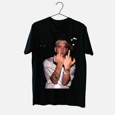 Rare Eminem Middle Finger T-shirt New Black Shirt Unisex T-Shirt