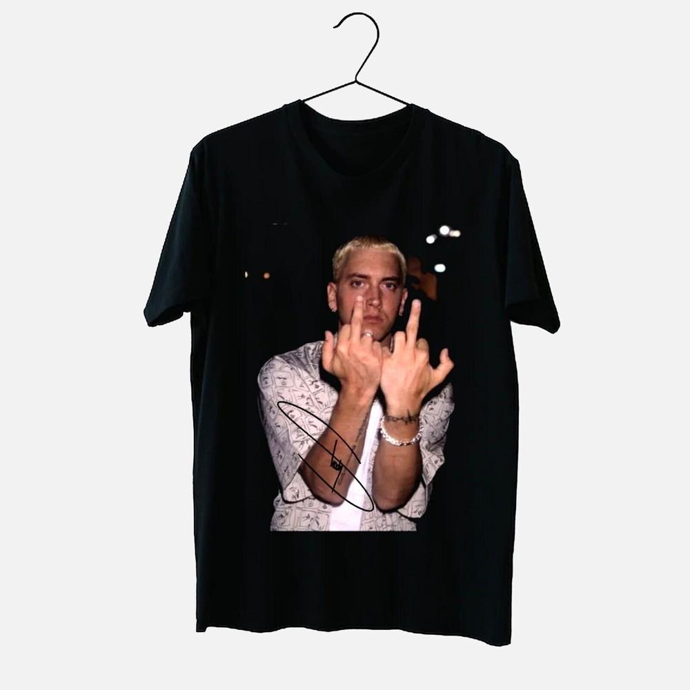 Rare Eminem Middle Finger T-shirt New Black Shirt Unisex T-Shirt L