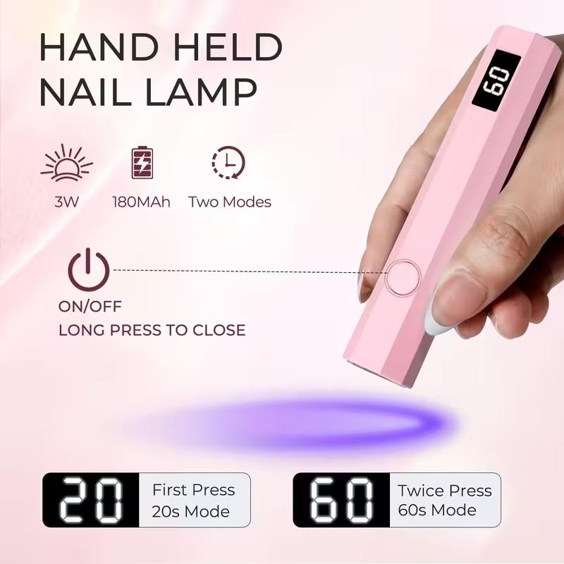USB Rechargeable Mini Handheld Nail Drying Lamp LCD Display Home Use Nail Polish Quick-Dry Lamp