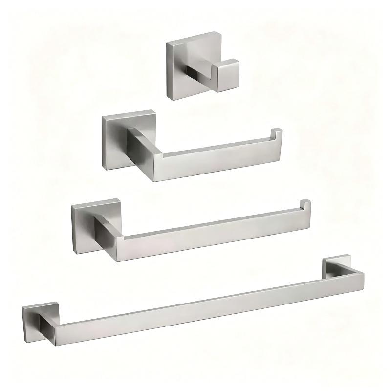Set di Ferramenta per Bagno Cromato Gancio per Accappatoio Portasciugamani Barra Portaoggetti Scaffale Portarotolo Carta Igienica Portaspazzolino Accessori per Bagno