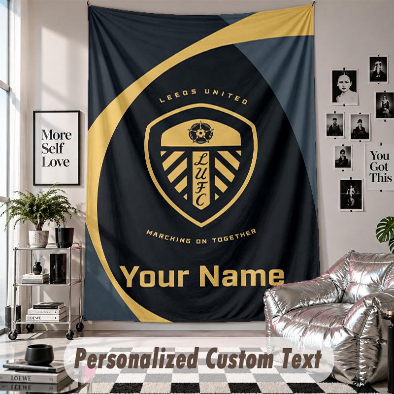 Wall Hanging Tapestry With Custom Name & Text, Leeds United Decorative Tapestry For Bedroom