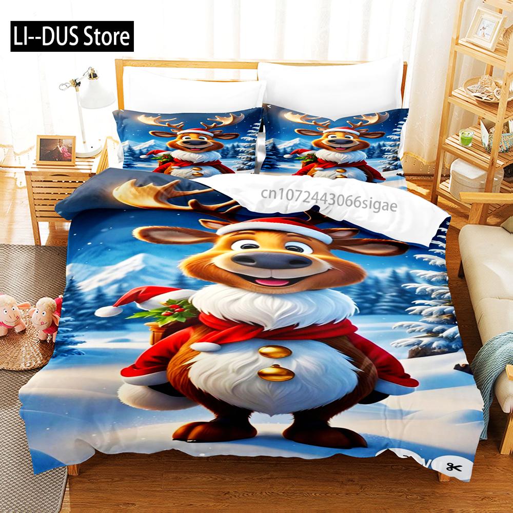 

3pcs Fashion Duvet Cover Set Plaid Christmas Gnomes Print Bedding Set Soft Comfortable Duvet Cover For Bedroom Guest Room EU Single(135*200cm)3pcs