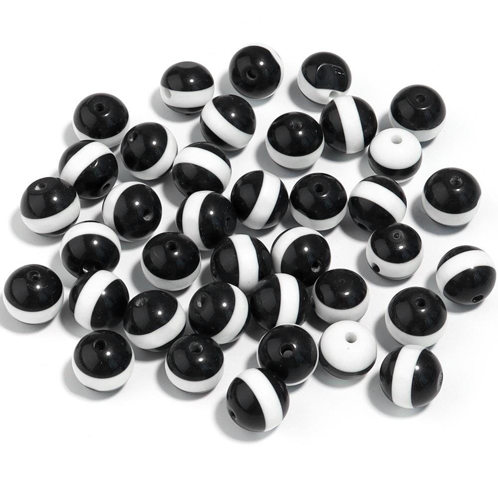 50Pcs/Lot  Acrylic Beads 8 10mm Tri Color Stripe Large Hole Round Beads For Charm Bracelet Phone Chain Diy Jewelry Making