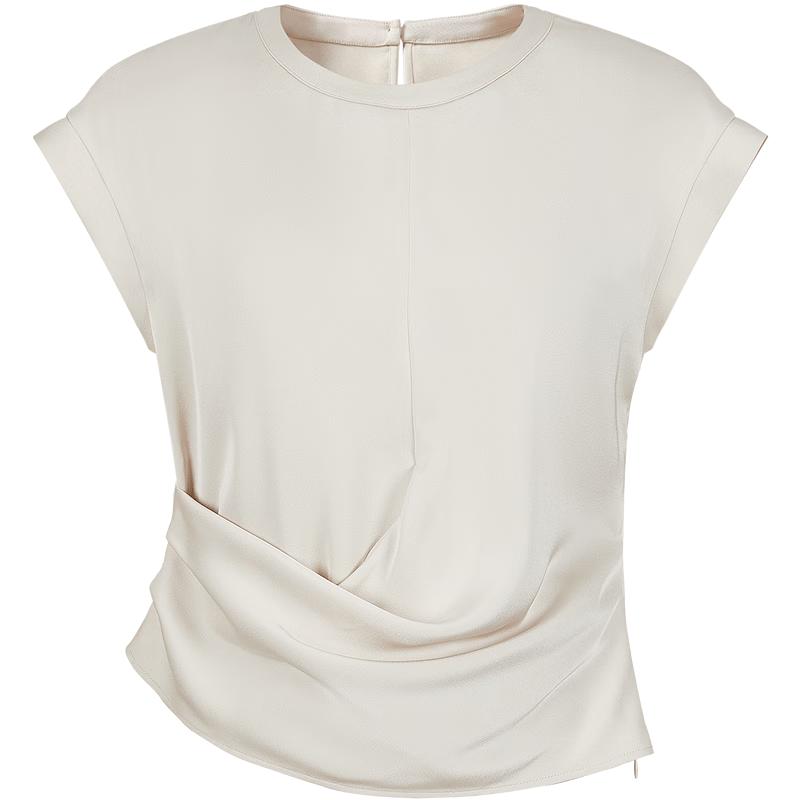 Anna Kou Relaxed Fit Twisted Waist Round Neck Top