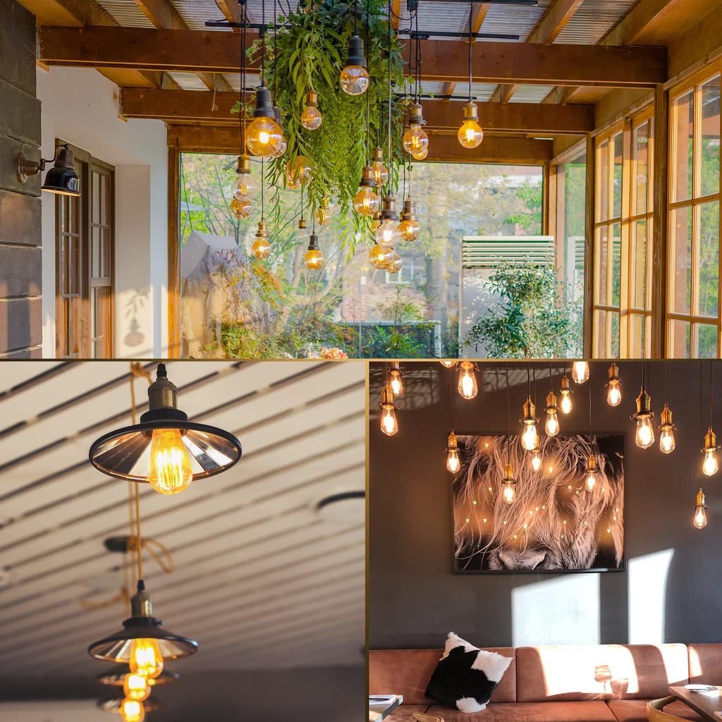 DiCUNO E26 Antique Lamp Sockets, Edison Bulb Sockets for Vintage Pendant Lights, Antique Gold, 6-Piece Set, Includes Instructions