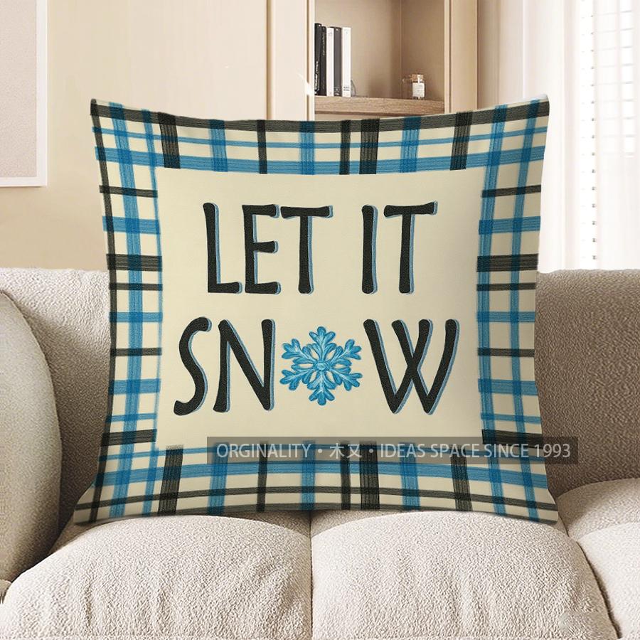 Home Decor Snowman With Hat And Snowflakes Throw Pillow Pattern Cushion Cover Suitable For Sofa Bedroom Car Pillow Cover