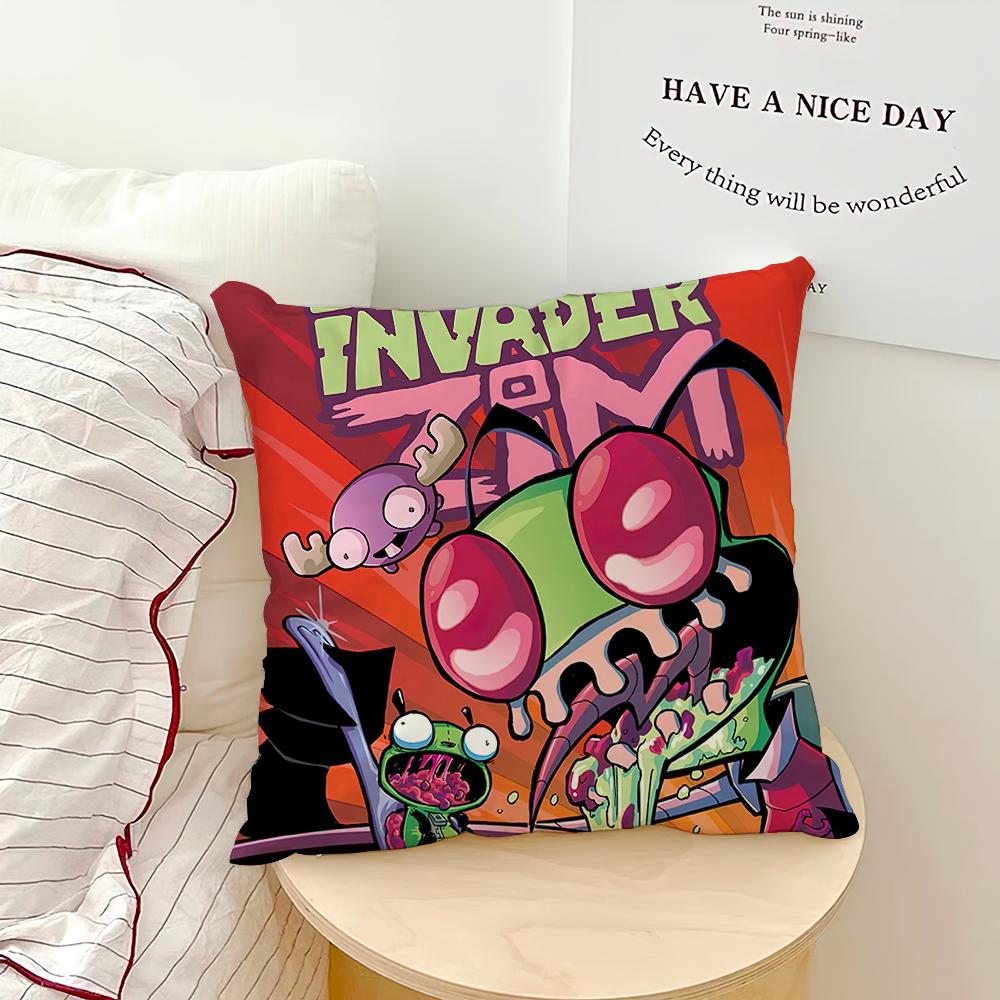 Cartoon Invader Zim Cool Pillow Case Sofa Living Room Bedroom Headboard Backrest Cushion Square Cushion Nap Time