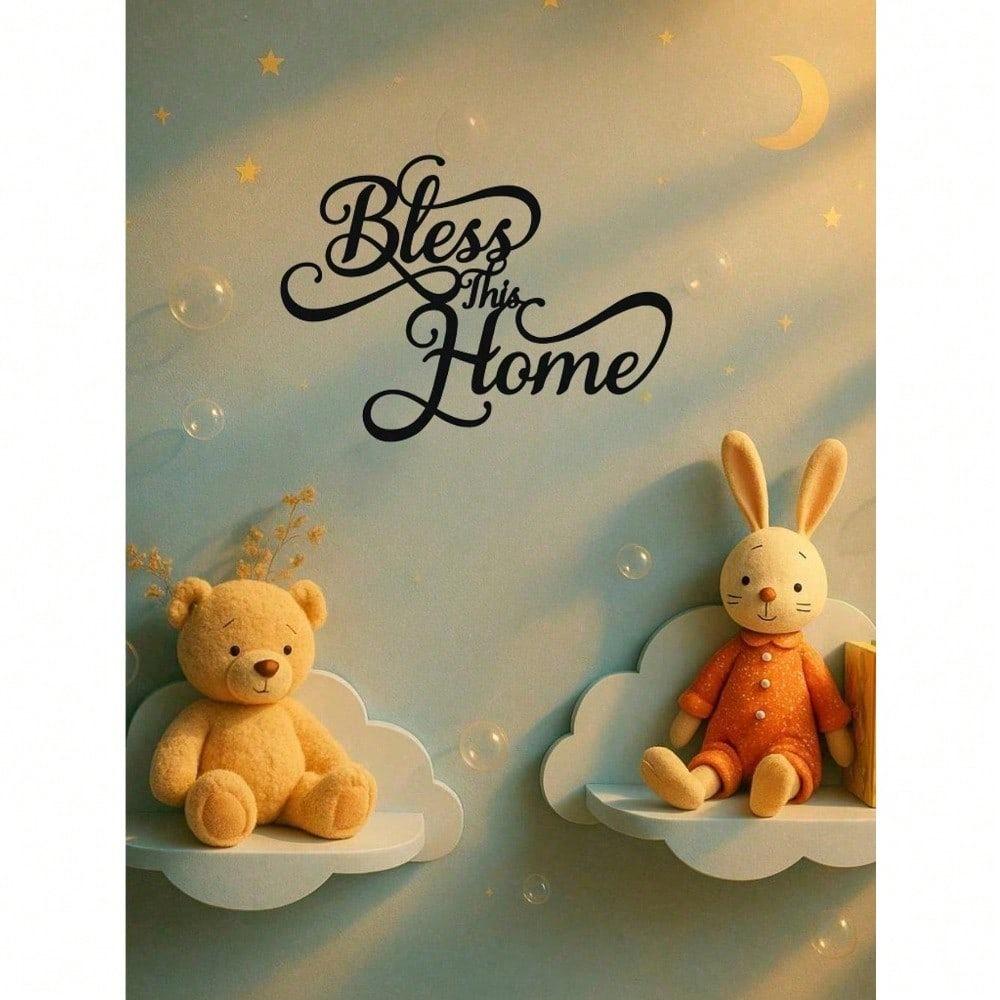 Modern Metal Wall Art Bless This Home Farmhouse Decor Waterproof Rust Resistant Sign for Living Room Bedroom Bathroom Kitchen Housewarming Gift
