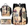 Child School Virtual Character Gorillazs-Backpack with Lunch Bags ,Pencil Bags ,School Bags for Boys Girls Best Gift