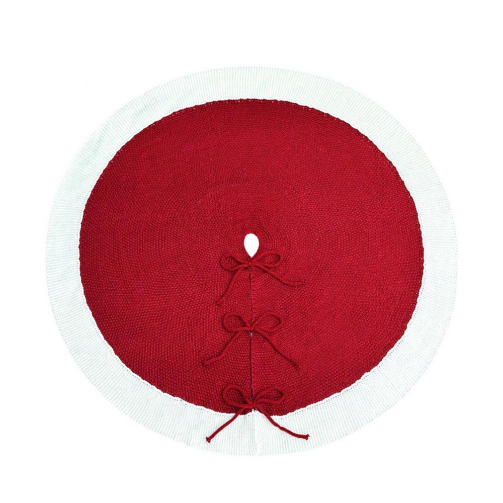 Knitting Christmas Tree Skirt Christmas Decoration Supplies 62cm Knitted Christmas Tree Skirt Red White Color Reusable