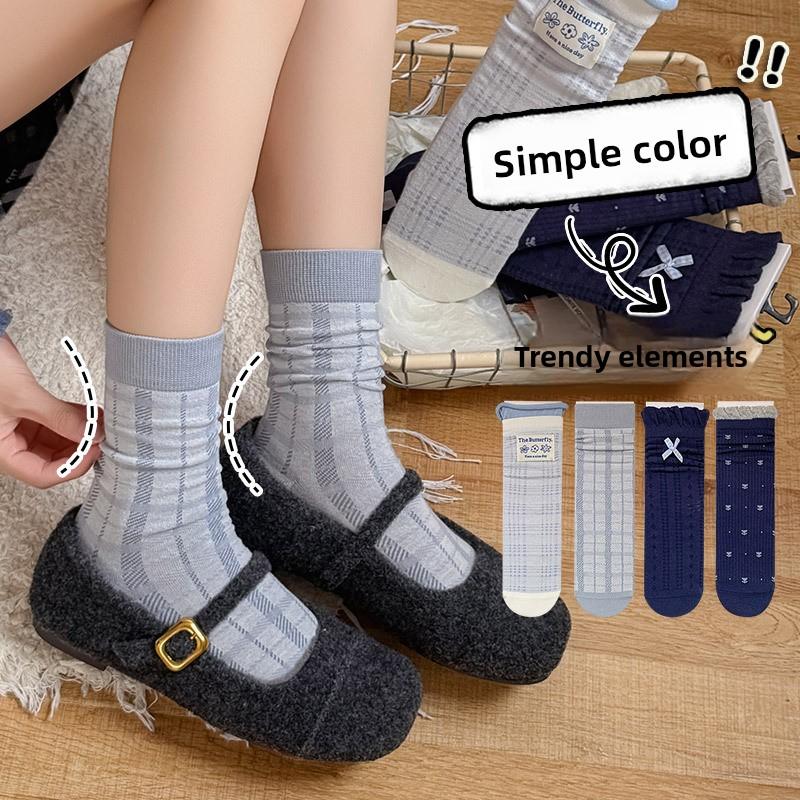 Female Spring and Autumn Small Fresh College Wind Boneless In The Tube Pile Pile Cotton Socks