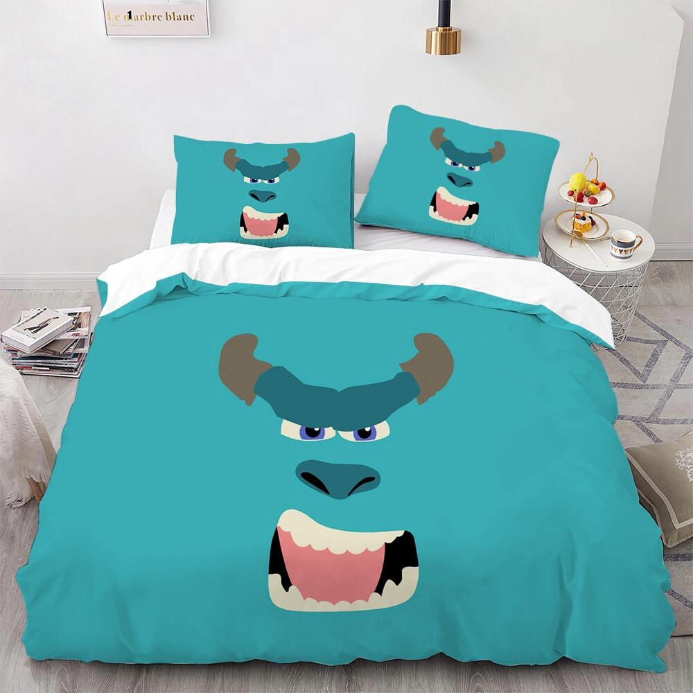 Monster University Bettbezug Kissenbezug Monster AG Bettwäscheset Erwachsener Junge Mädchen Schlafzimmer Dekoration Kindergeschenk