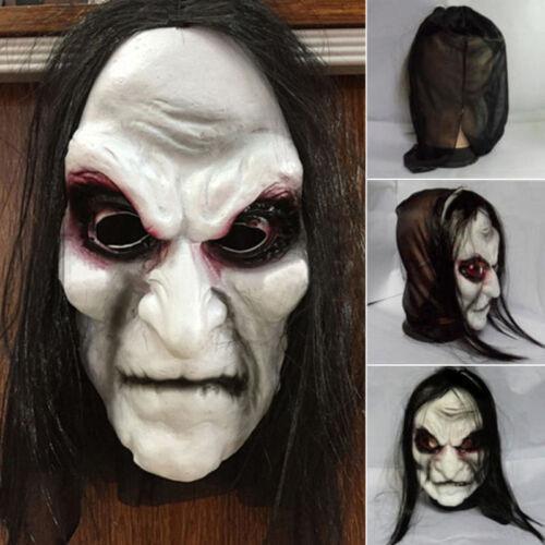 Halloween Black Long Hair Mask Full Head Horror Mask Party Cosplay Mask Ghost