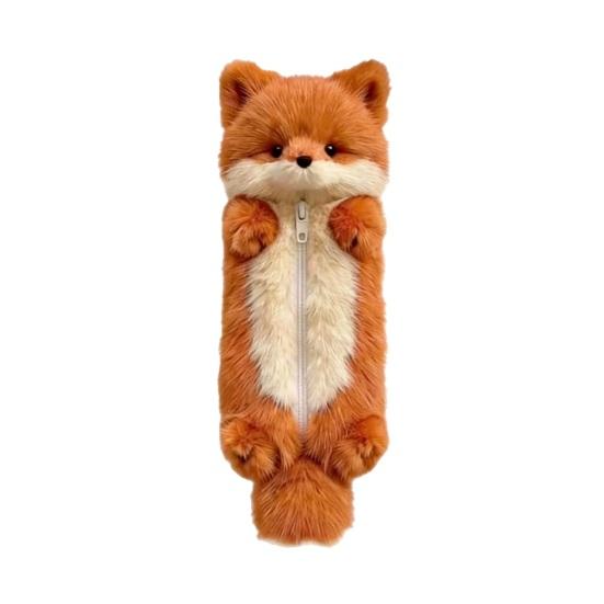 

Plush Fox Pencil Case Portable Office Supplies School Students Stationery Bag Multifunctional Storage Organizer Zipper Pouch коричневий