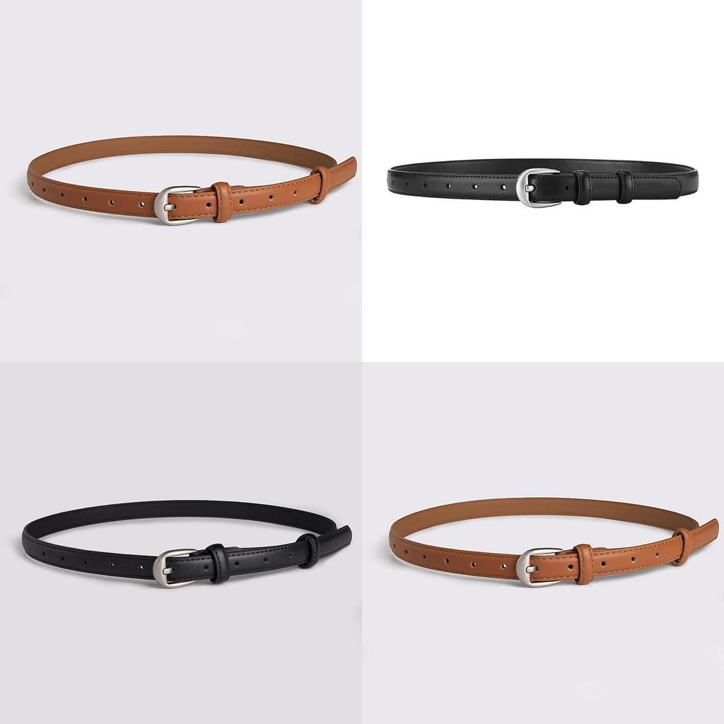 Women Simple Faux Leather Waist Belt For Office And Casual Fashion With Round Metal Buckle